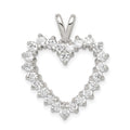 Sterling Silver Rhodium-plated CZ Heart Pendant, 25 x 20 mm