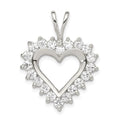 Sterling Silver Rhodium-plated CZ Open Heart Pendant, 27 x 21 mm