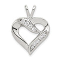 Sterling Silver Rhodium-plated CZ Heart Pendant, 25 x 19 mm