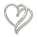 Sterling Silver Rhodium-plated CZ Heart Pendant, 25 x 24 mm