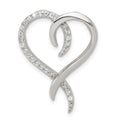 Sterling Silver Rhodium-plated CZ Heart Chain Slide, 27 x 20 mm