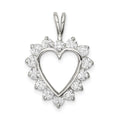 Sterling Silver Rhodium-plated CZ Heart Pendant, 24 x 17 mm