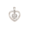 Sterling Silver CZ Heart Pendant, 23 x 19 mm