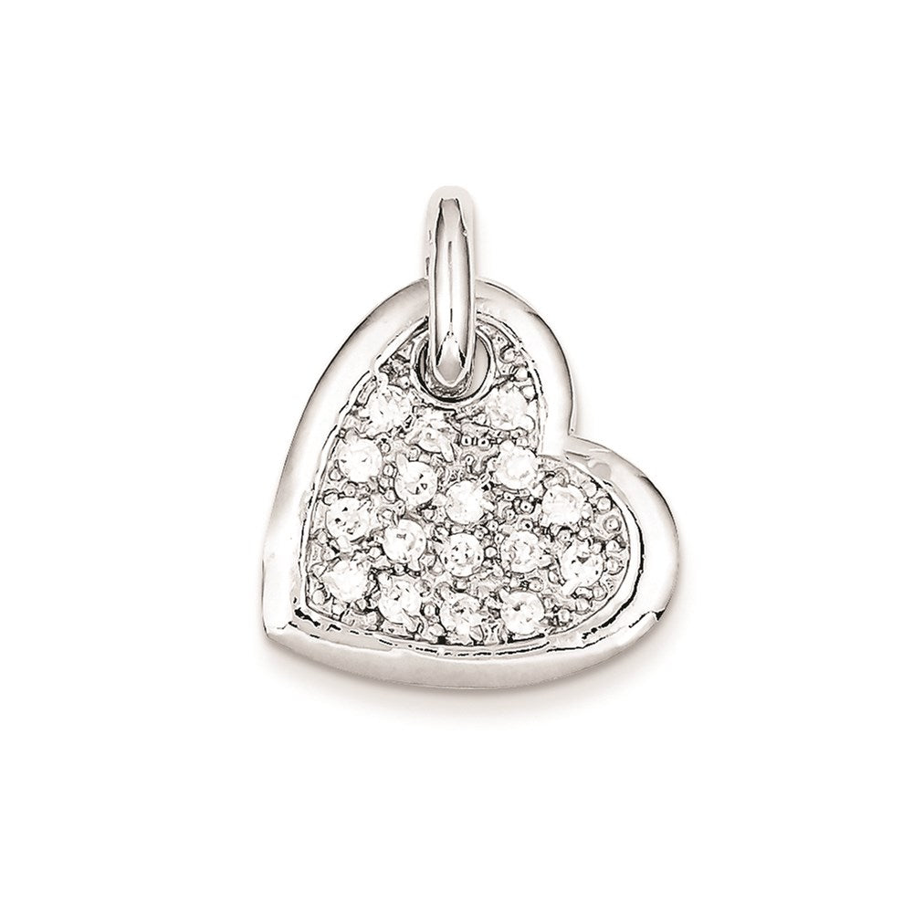 Sterling Silver CZ Heart Pendant, 27 x 21 mm