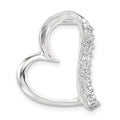 Sterling Silver CZ Heart Slide Pendant, 24.25 x 22.5 mm
