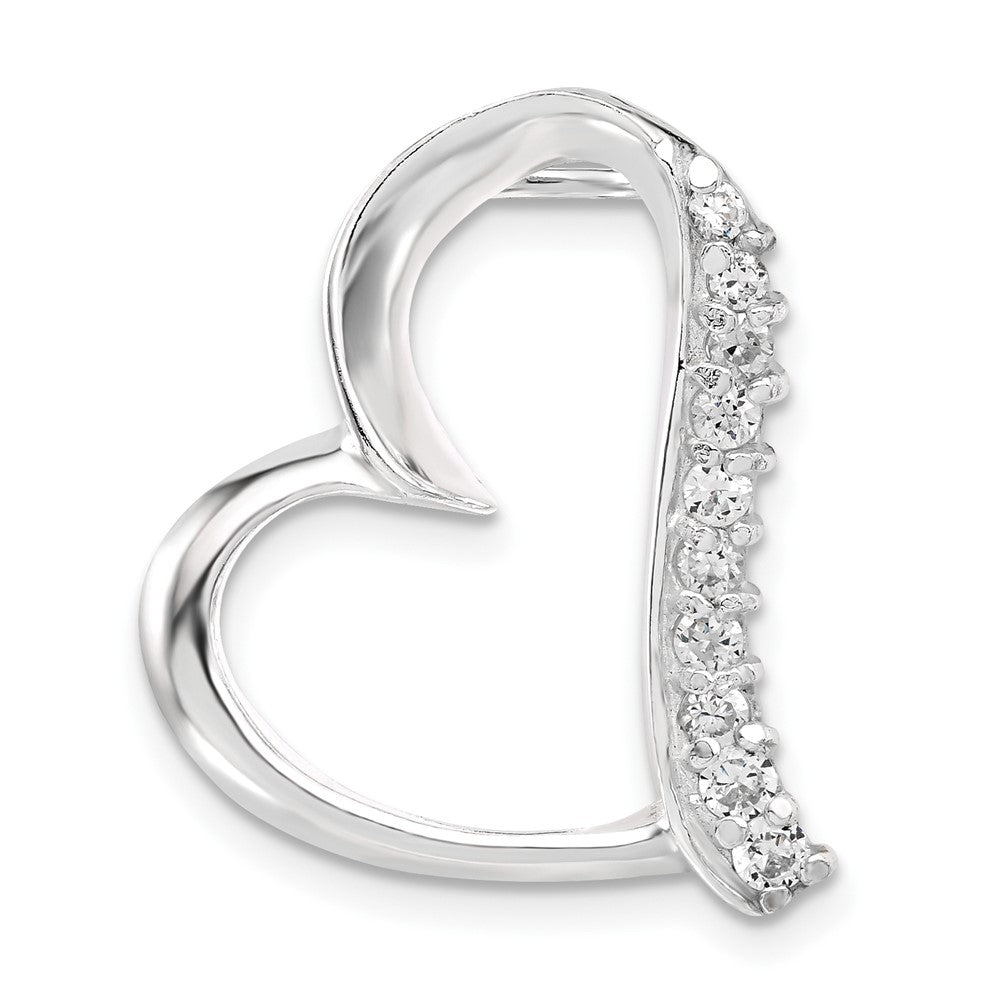 Sterling Silver CZ Heart Slide Pendant, 24.25 x 22.5 mm