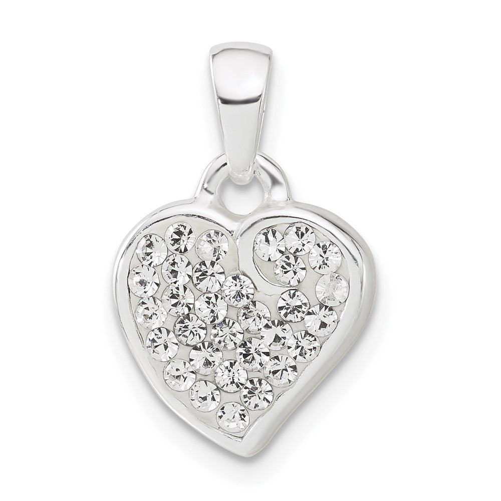 Sterling Silver Stellux Crystal Heart Pendant, 20 x 12 mm
