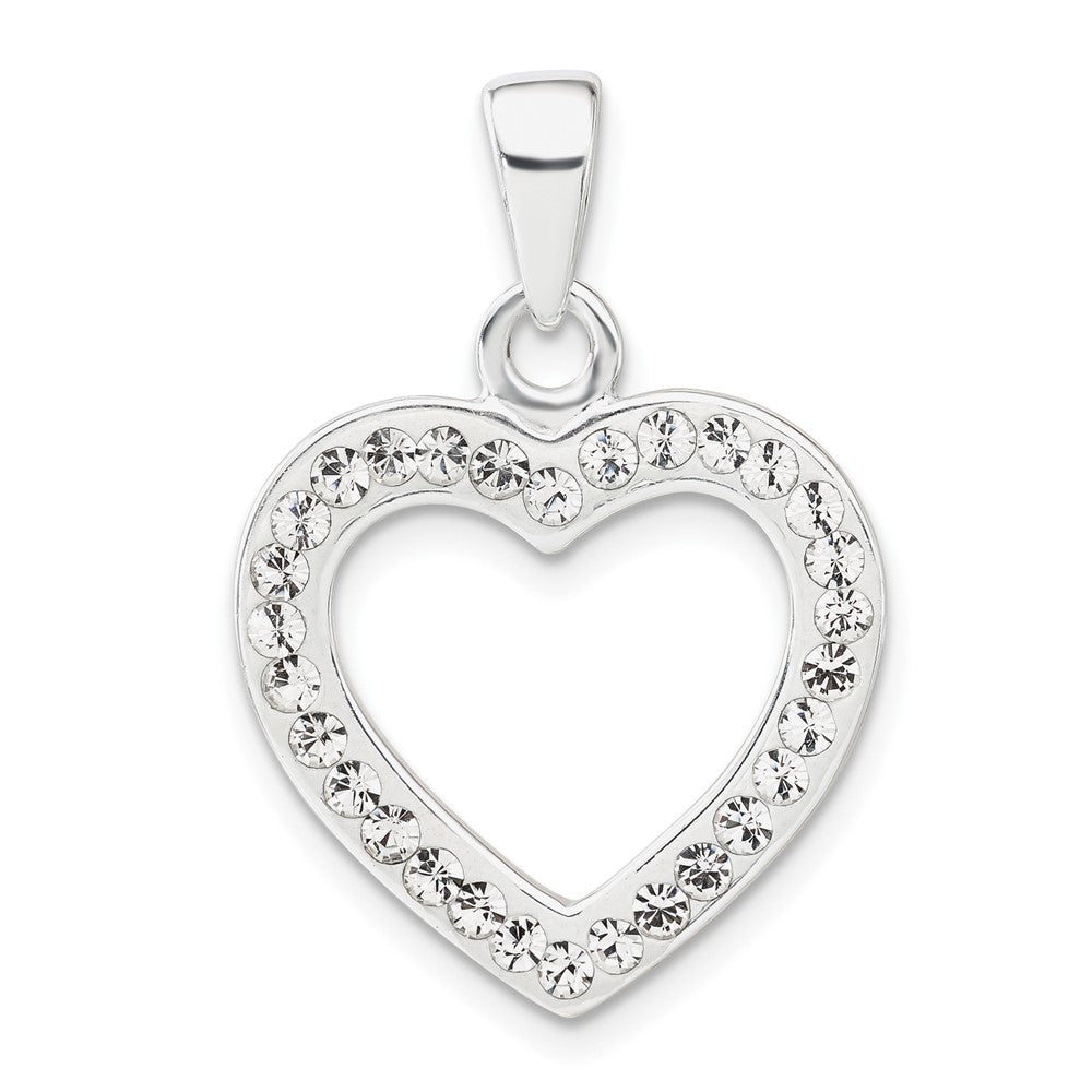 Sterling Silver Stellux Crystal Heart Pendant, 29.25 x 20.25 mm