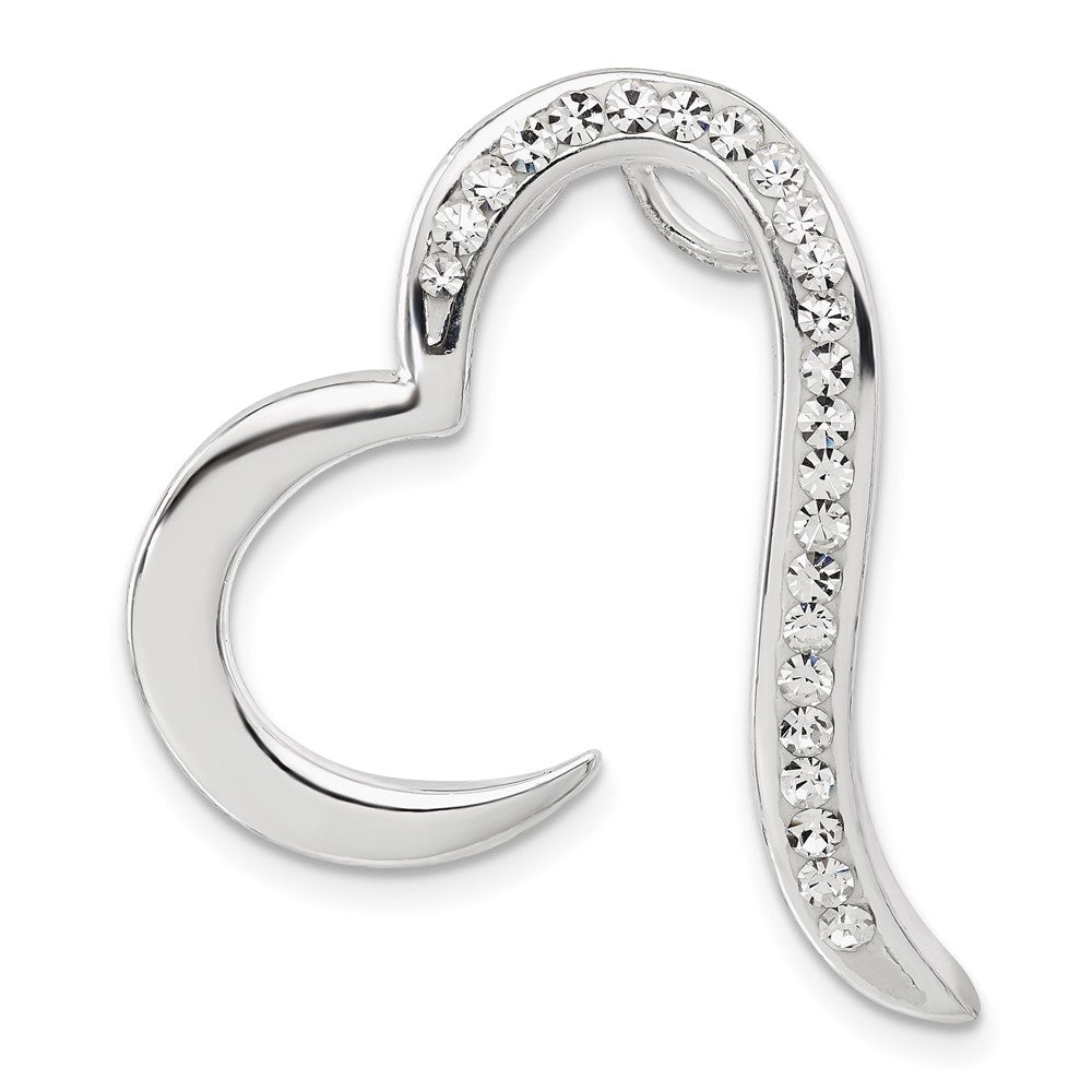 Sterling Silver Stellux Crystal Open Heart Slide Pendant, 31.7 x 26.25 mm