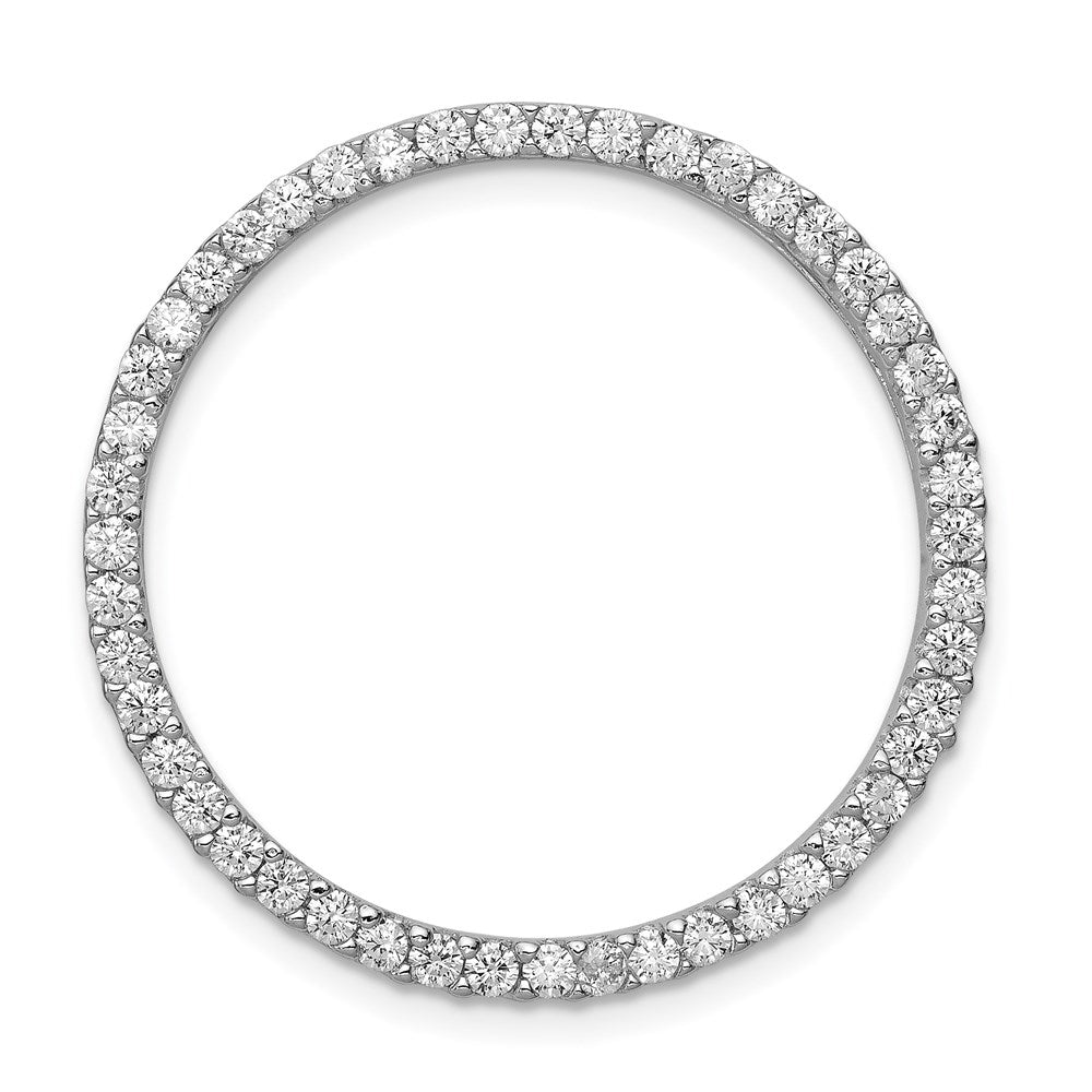Sterling Silver Rhodium-platedCZ Chain Slide Pendant, 26 x 20 mm