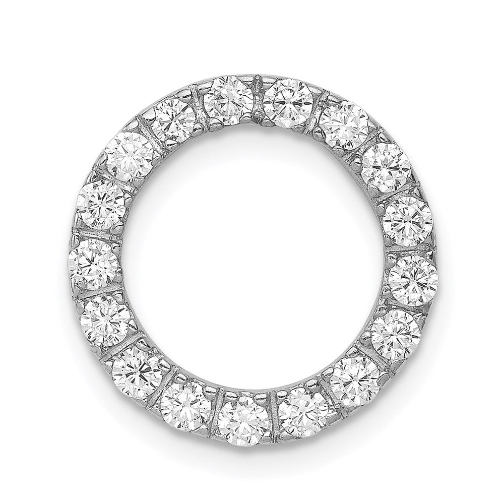 Sterling Silver Rhodium-platedCZ Chain Slide Pendant, 16 x 16 mm