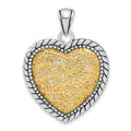 Sterling Silver Antiqued Gold-tone Vermeil Heart Pendant, 36.8 x 27.45 mm