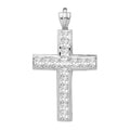 Sterling Silver Rhodium-plated CZ Cross Pendant, 90 x 51 mm