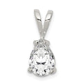 Sterling Silver Pear CZ Pendant, 19 x 8 mm