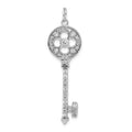 Sterling Silver and CZ Key Pendant, 51 x 14.4 mm