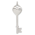 Sterling Silver CZ Heart Key Pendant, 47 x 14 mm
