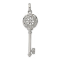 Sterling Silver Rhodium-plated CZ Key Pendant, 49 x 14 mm