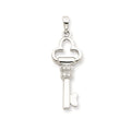Sterling Silver CZ Key Pendant, 34 x 10 mm