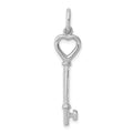 Sterling Silver Rhodium-plated Key Pendant, 35 x 8 mm