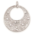 Sterling Silver Cut-out Flowers and CZ Circle Pendant, 42 x 36 mm