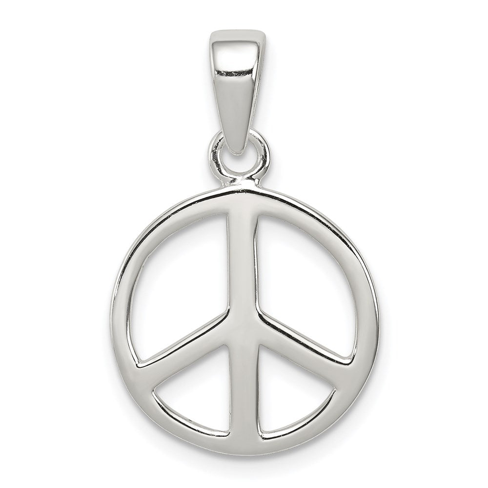 Sterling Silver Peace Sign Pendant, 24 x 16 mm