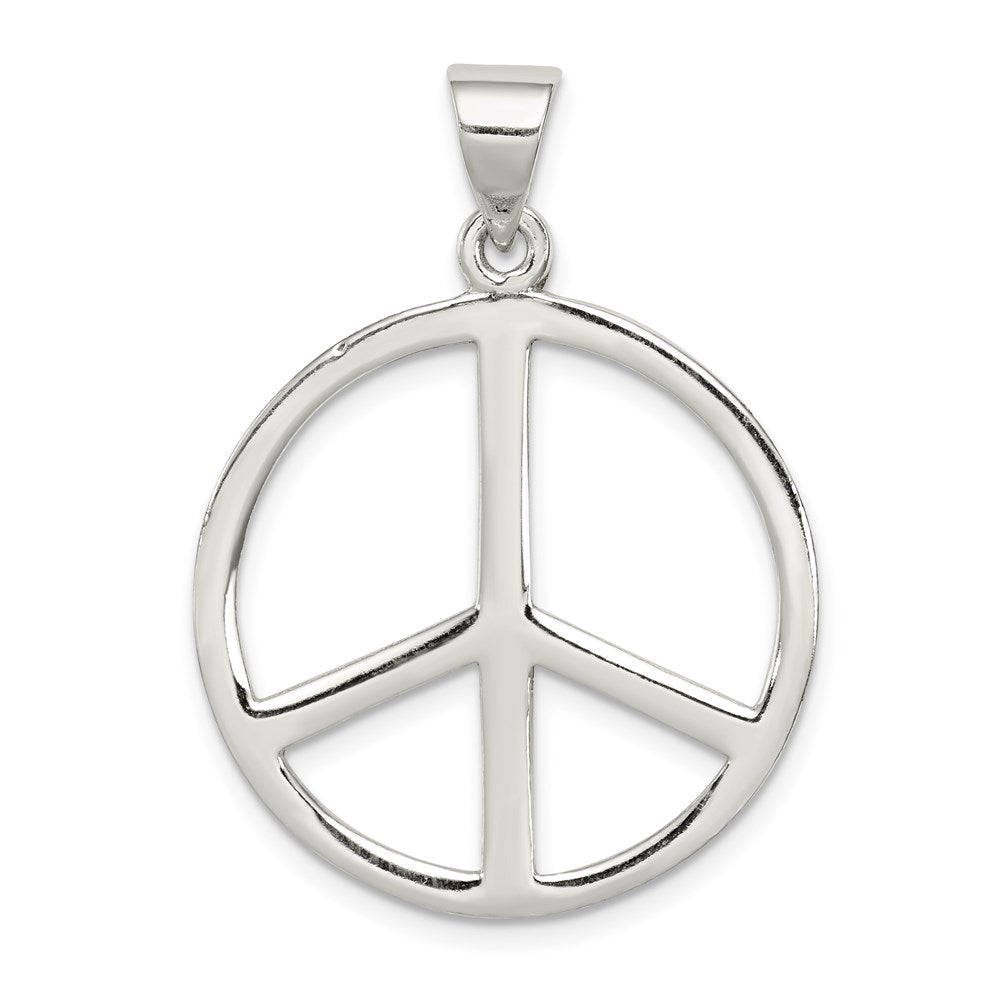 Sterling Silver Peace Symbol Pendant, 33 x 24 mm