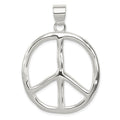 Sterling Silver Polished Peace Pendant, 43 x 30 mm