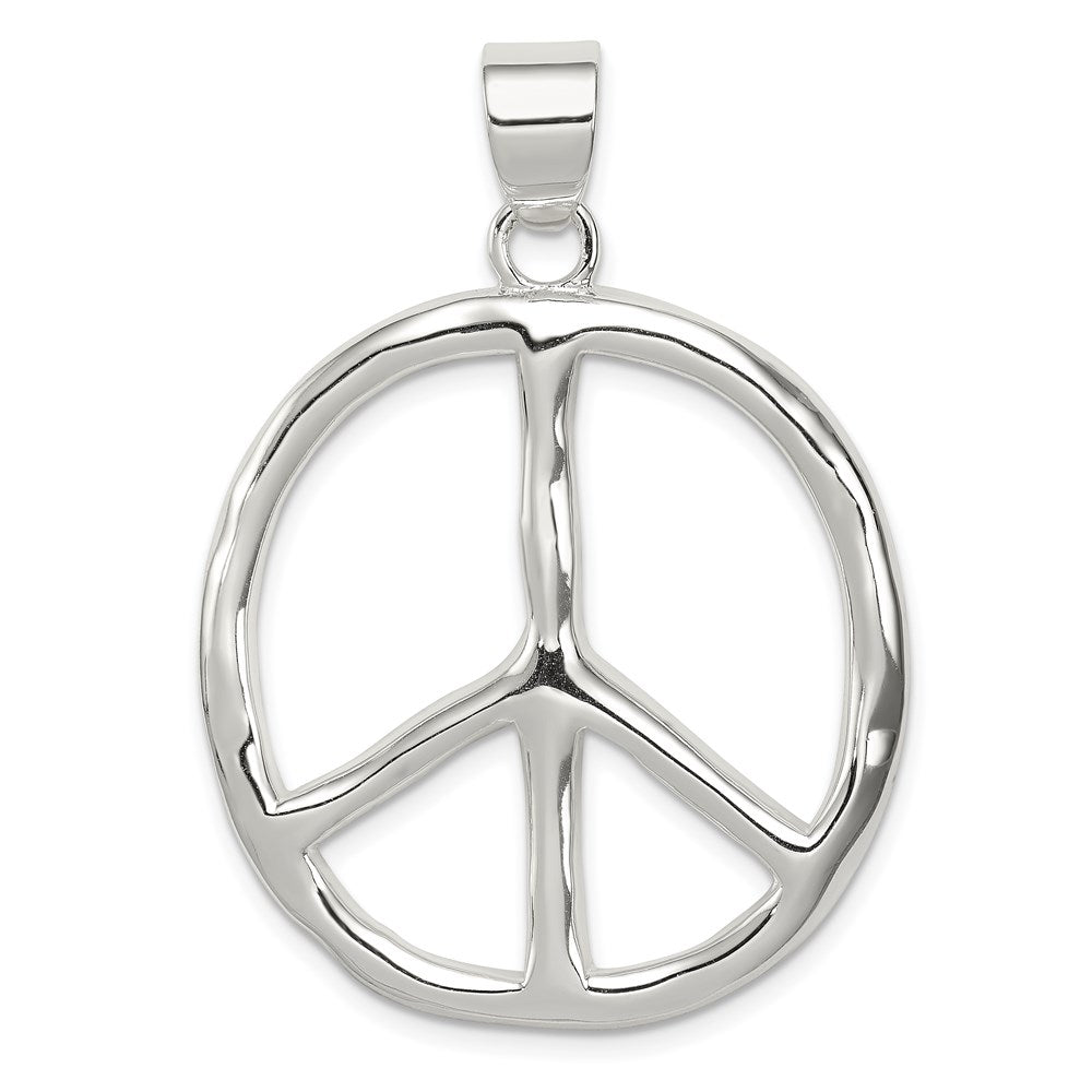 Sterling Silver Polished Peace Pendant, 43 x 30 mm