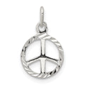 Sterling Silver Diamond-Cut Peace Sign Symbol Charm, 19 x 11 mm