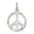 Sterling Silver Diamond-Cut Peace Symbol Charm, 22 x 15 mm