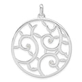 Sterling Silver White CZ Fancy Round Pendant, 49 x 40 mm