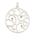 Sterling Silver Green CZ Fancy Round Pendant