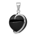 Sterling Silver Onyx Heart Pendant, 26 x 17 mm