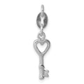 Sterling Silver Rhodium-plated Polished Lock & Key Charm, 30 x 11 mm