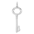 Sterling Silver CZ Key Pendant, 41.75 x 13.4 mm