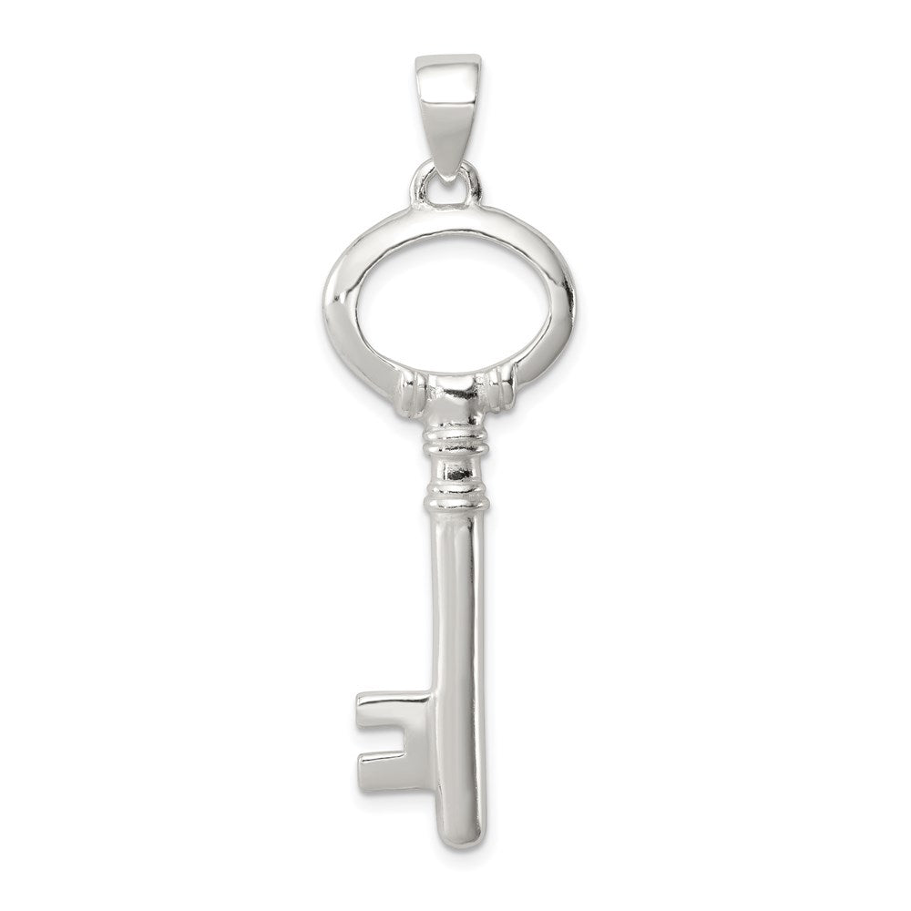 Sterling Silver Polished Key Pendant, 49 x 15 mm