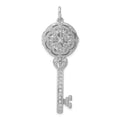 Sterling Silver Rhodium-plated CZ Filigree Locket Key Pendant, 48.75 x 16.8 mm