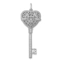 Sterling Silver Rhodium-plated CZ Heart Key Locket, 46.7 x 17 mm