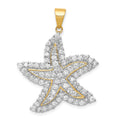 Sterling Silver Flash Gold-Plated and CZ Starfish Pendant, 35 x 28 mm