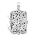 Sterling Silver Rhodium-plated Fancy CZ Rectangle 24mm Locket Pendant, 32.4 x 18.8 mm