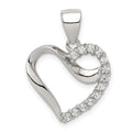Sterling Silver Rhodium-plated CZ Heart Pendant, 22 x 17 mm