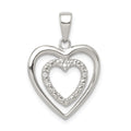 Sterling Silver Rhodium Plated Polished and CZ Double Heart Pendant, 24 x 18 mm