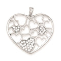 Sterling Silver Polished & CZ Hearts Pendant, 35 x 35 mm