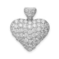 Sterling Silver Rhodium-plated CZ Puffed Heart Pendant, 22 x 20 mm
