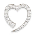 Sterling Silver & CZ Polished Heart Slide Pendant, 23.5 x 22.5 mm