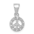 Sterling Silver Rhodium-plated Small CZ Peace Pendant, 17 x 9 mm