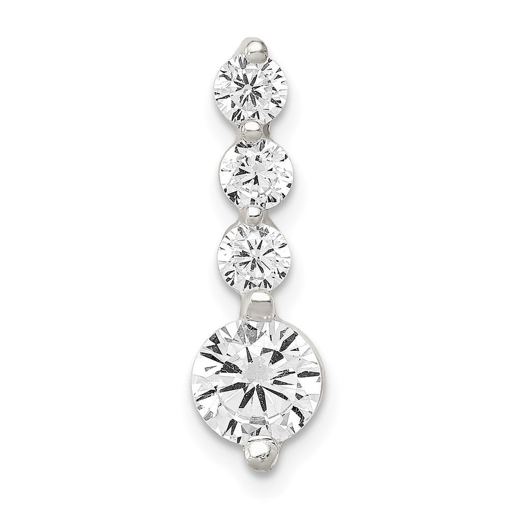 Sterling Silver Polished CZ Pendant, 20 x 6 mm