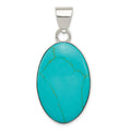 Sterling Silver Turquoise Polished Oval Pendant, 42 x 20 mm