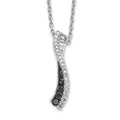 White Night Sterling Silver Rhodium-plated Black and White Diamond 18 Inch Necklace with 2 Inch Extender, 0.254 ct, 18 x 5 mm