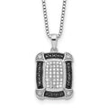 White Night Sterling Silver Rhodium-plated Black and White Diamond 18 Inch Necklace with 2 Inch Extender, 0.35 ct, 18 x 13 mm